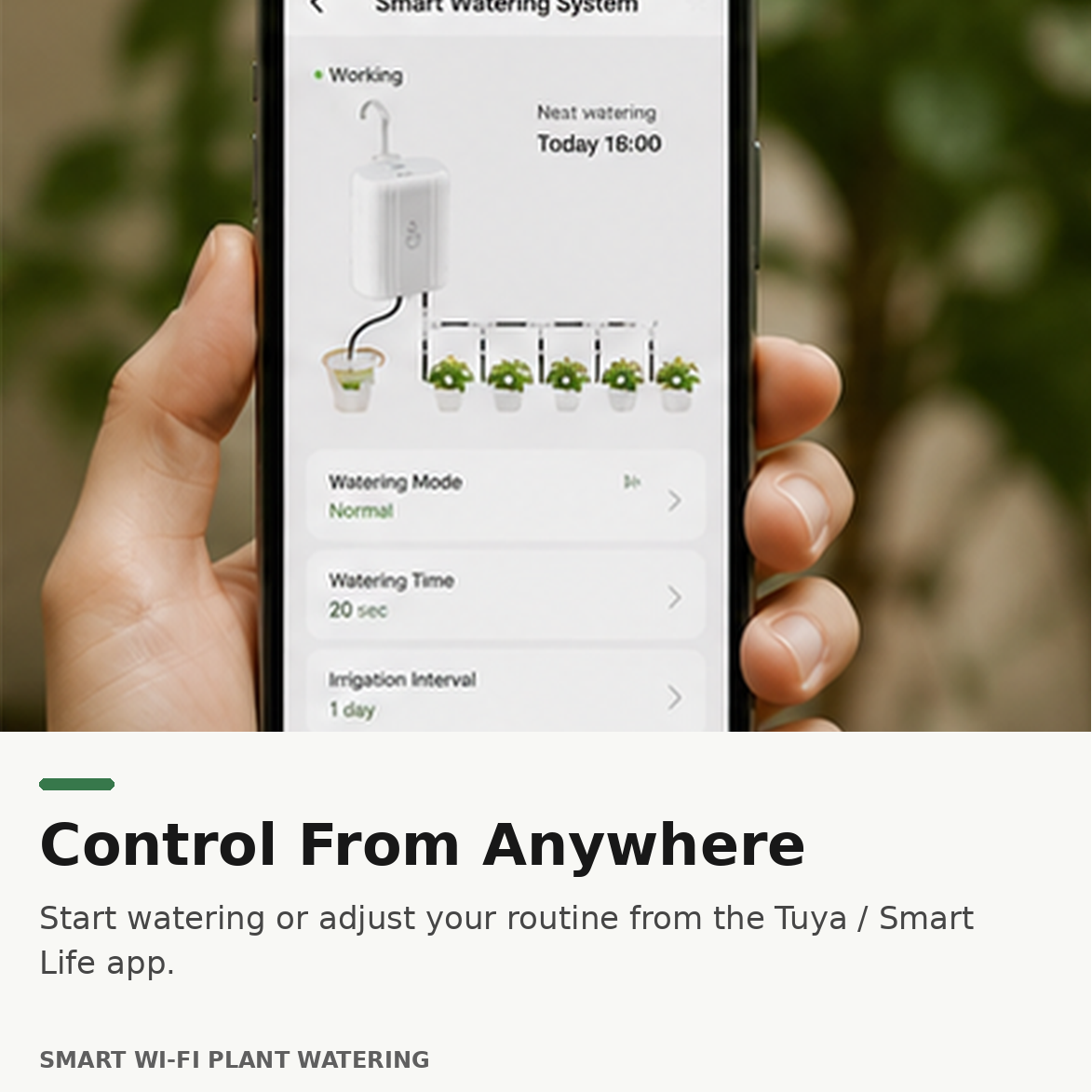 Control smart plant watering from anywhere with Tuya or Smart Life app