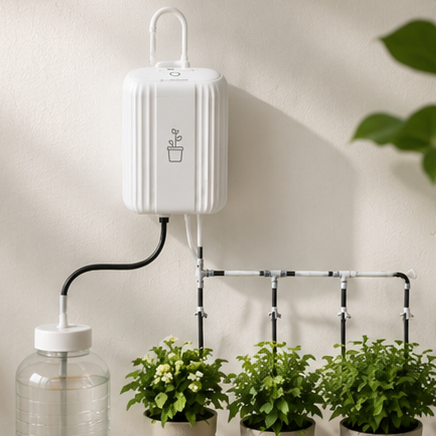 Smart Wi-Fi automatic watering system connected to indoor plants