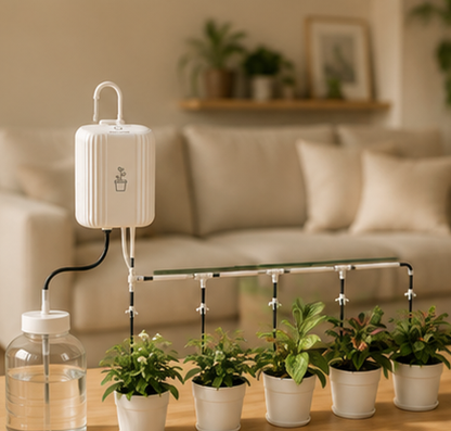 Smart automatic plant watering system in a modern home